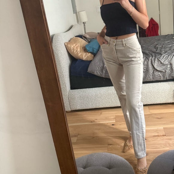 Jacquemus Cream Straight Leg Jeans - Picture 1 of 14